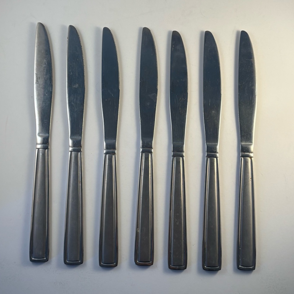 7 Piece Pfaltzgraff Everyday Chalfonte Knives Stainless Steel Glossy‎ Outlined